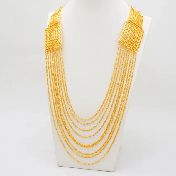 Fine Dubai Gold Color Bridal Jewelry Set For Women African India Long Chain Tassels Necklace Bracelet Earrings Ring Sets Gift - Image 2