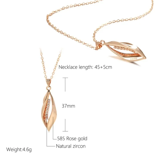 Kinel Hot 585 Rose Gold Color Long Pendant Necklace for Women Geometry Natural Zircon Accessories Wedding Daily Fine Jewelry - Image 2