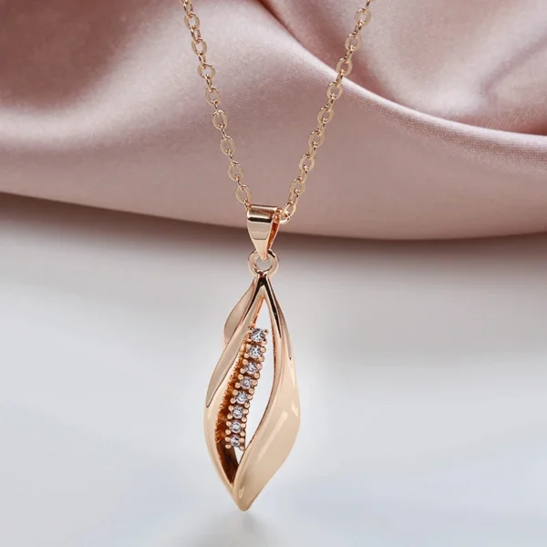 Kinel Hot 585 Rose Gold Color Long Pendant Necklace for Women Geometry Natural Zircon Accessories Wedding Daily Fine Jewelry - Image 3