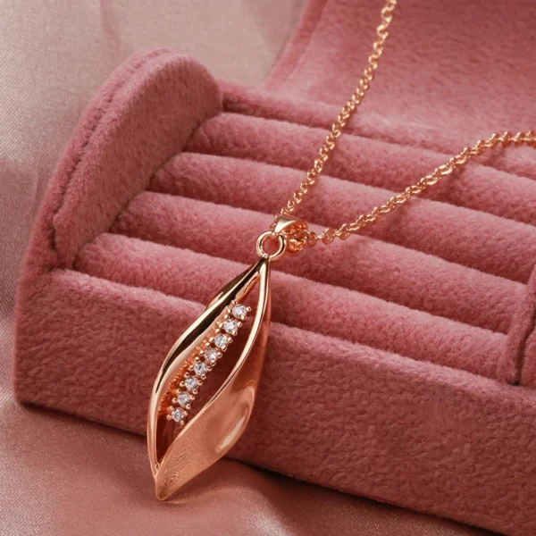 Kinel Hot 585 Rose Gold Color Long Pendant Necklace for Women Geometry Natural Zircon Accessories Wedding Daily Fine Jewelry - Image 4