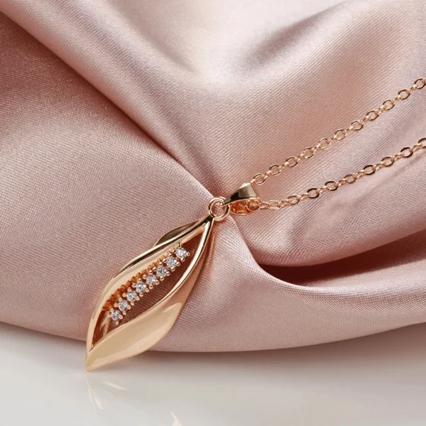 Kinel Hot 585 Rose Gold Color Long Pendant Necklace for Women Geometry Natural Zircon Accessories Wedding Daily Fine Jewelry - Image 5